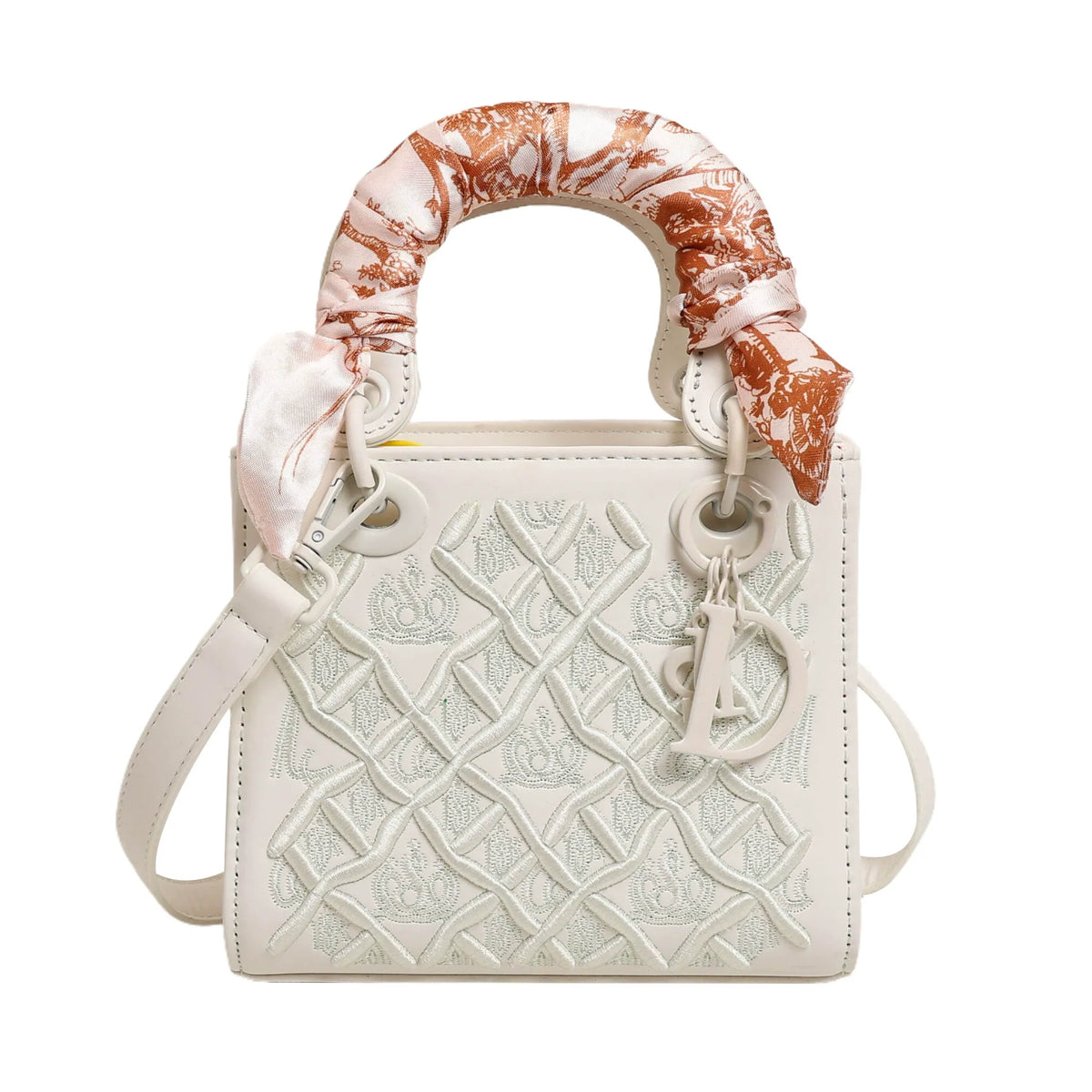 Bolsa Princesa Diana com Bordado Pesado, Nova Moda, Bolsa de Seda, Bolsa de Ombro de Alta Qualidade para Mulheres