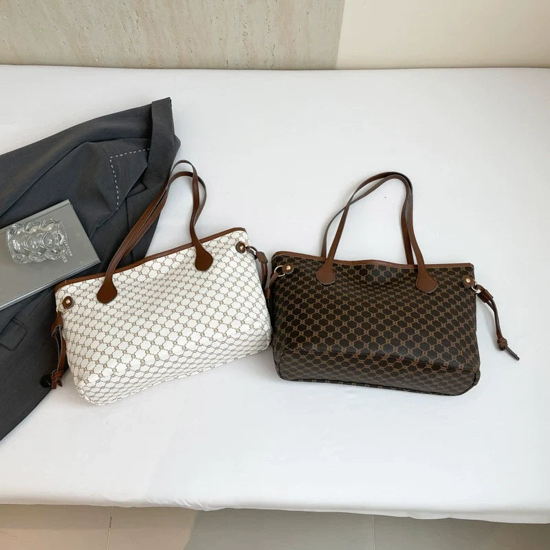 Bolsa Feminina 2025 Nova Moda e Estilosa Estampada Bolsa de Ombro Bolsa de Mão Bolsa de Trabalho Grande Capacidade Sacola