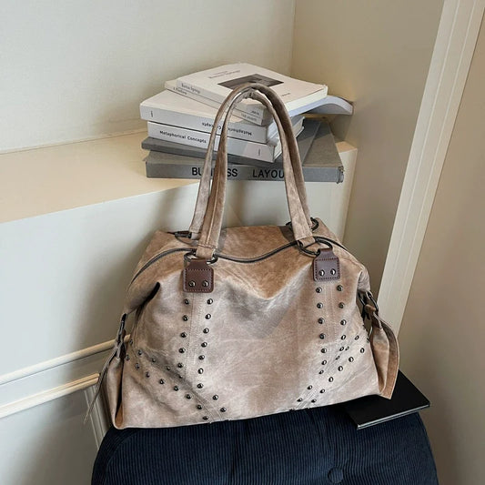 Bolsa de Ombro com Rebites da Nova Moda 2026, Bolsa Tote de Grande Capacidade, Bolsa de Mão Feminina Casual Versátil de Alta Qualidade para o Dia a Dia