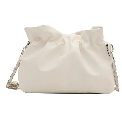 Bolsa de textura de nicho para mulheres 2024 nova bolsa de ombro versátil de verão com corrente transversal bolsa de nuvem plissada de alta qualidade.
