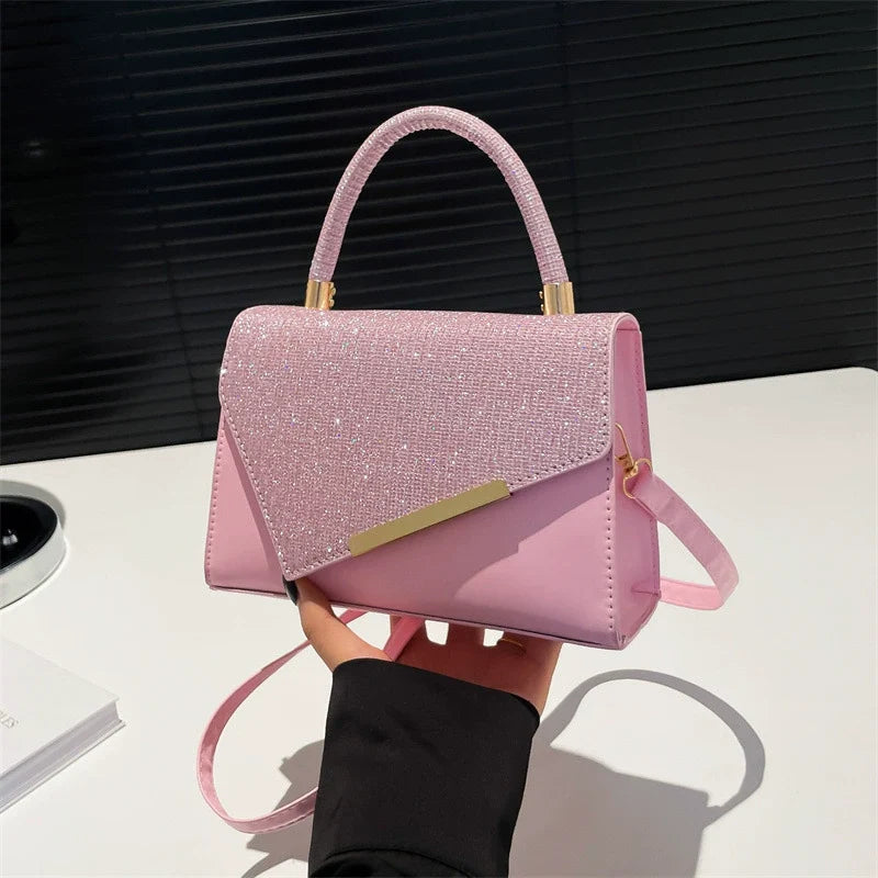 Bolsa transversal de ombro feminina de alta qualidade, estilo novo, versátil, com bordado em fio dourado, pequena e quadrada.