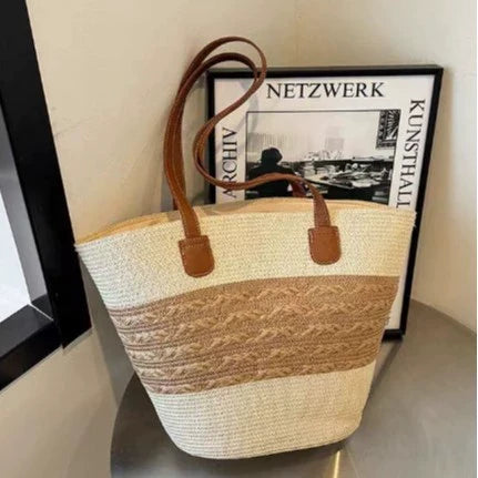 Bolsa de palha feita à mão para mulheres 2025 nova bolsa de ombro elegante de grande capacidade bolsa de ombro bolsa de praia.