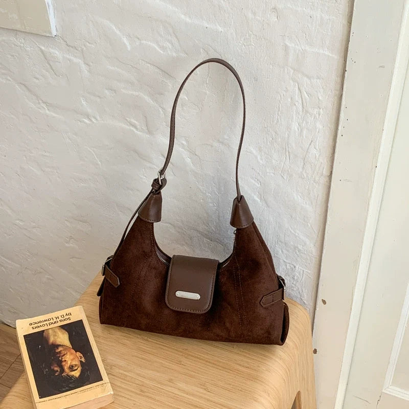 Design de nicho 2026 nova bolsa feminina OutonoRetro pequena bolsa quadrada de ombro Roupa de Trabalho bolsa de axila bolsa baguete