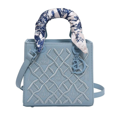 Bolsa Princesa Diana com Bordado Pesado, Nova Moda, Bolsa de Seda, Bolsa de Ombro de Alta Qualidade para Mulheres