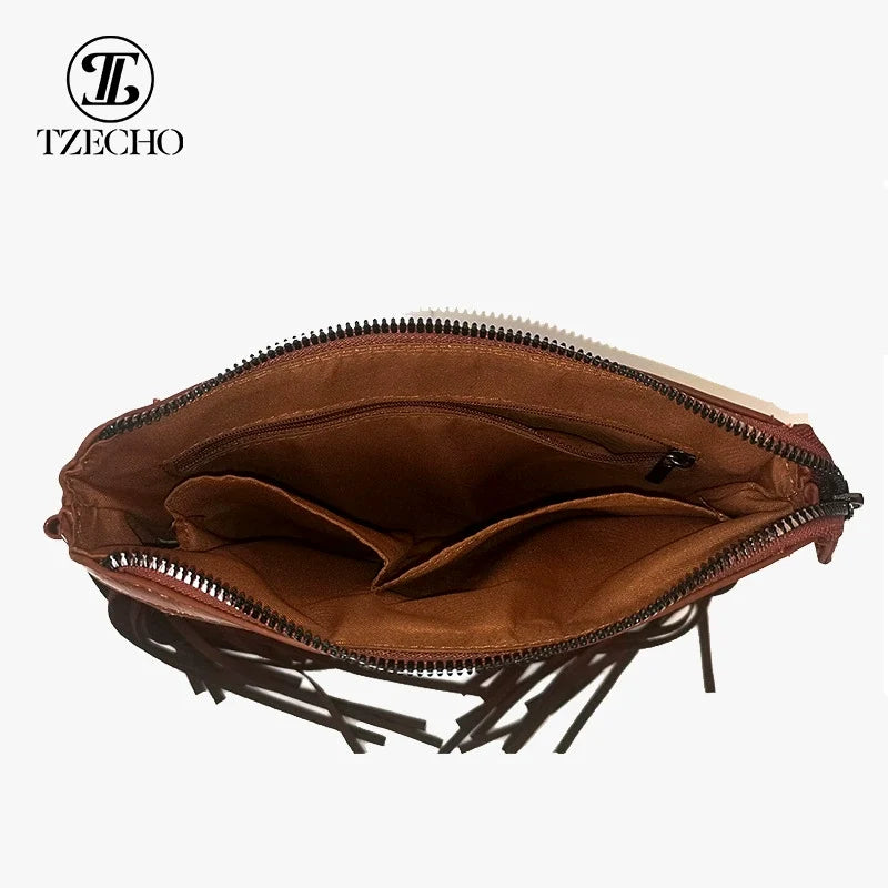 Bolsa Boêmia de Estilo Novo com Franjas, Bolsa Transversal, Bolsa de Ombro, Bolsa de Alta Quality, Bolsa Feminina em Couro PU Impresso