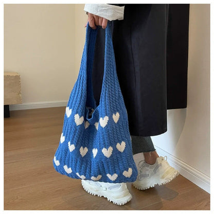 Nova coleção 2026: Bolsa de ombro feminina, bolsa de tricô, moda fácil de combinar, bolsa de lã tricotada, bolsa tiracolo, sacola, bolsa bucket.