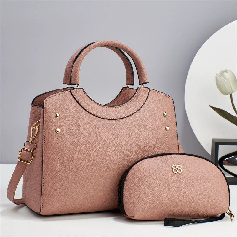 Conjunto de bolsas femininas de Taizhou, bolsa mãe, duas peças, cor pura, grande capacidade, bolsa feminina de ombro, bolsa transversal, bolsas por atacado.