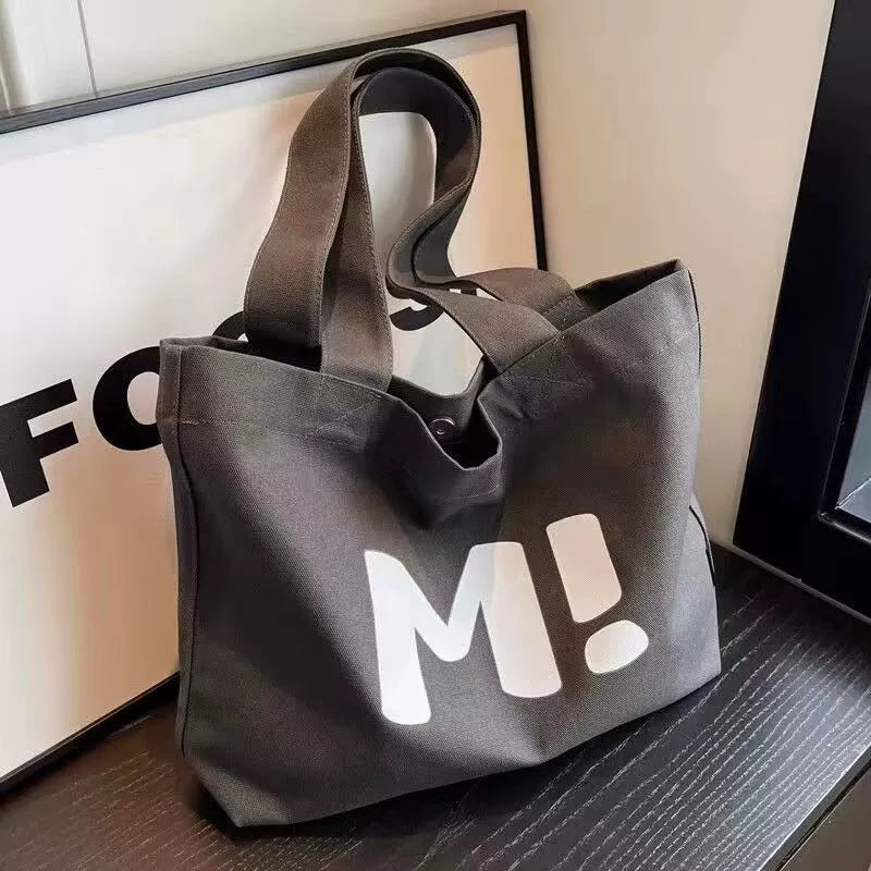 Sacola de lona feminina grande capacidade resistente sacola de compras de supermercado simples e versátil 2024 nova bolsa de ombro sacola tote