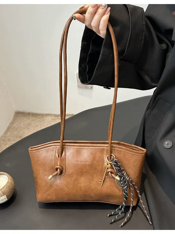 Bolsa Premium Vintage de Grande Capacidade para Mulheres - Nova Bolsa de Ombro e Sacola para o Trabalho Outono/Inverno 2026.