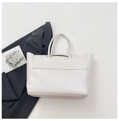 Bolsa Tote Estilo Coreano 2026 com Textura de Crocodilo - Bolsa de Ombro Feminina de Grande Capacidade para o Dia a Dia, Estilosa, Versátil e de Alta Qualidade.
