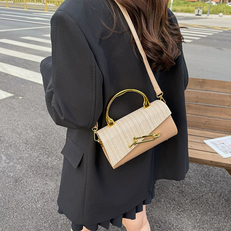 Bolsa Satchel Clássica Transfronteiriça para Mulheres 2026 Exportação Nova Coleção Luxo Acessível Patchwork Fácil de Combinar Bolsa de Ombro Transversal