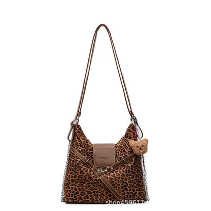 Bolsa de Ombro Feminina Estampa de Leopardo 2025 Nova Moda Bolsa de Axila Preguiçosa Bolsa Tote Feminina Bolsa de Ombro Transversal Bolsa Concha