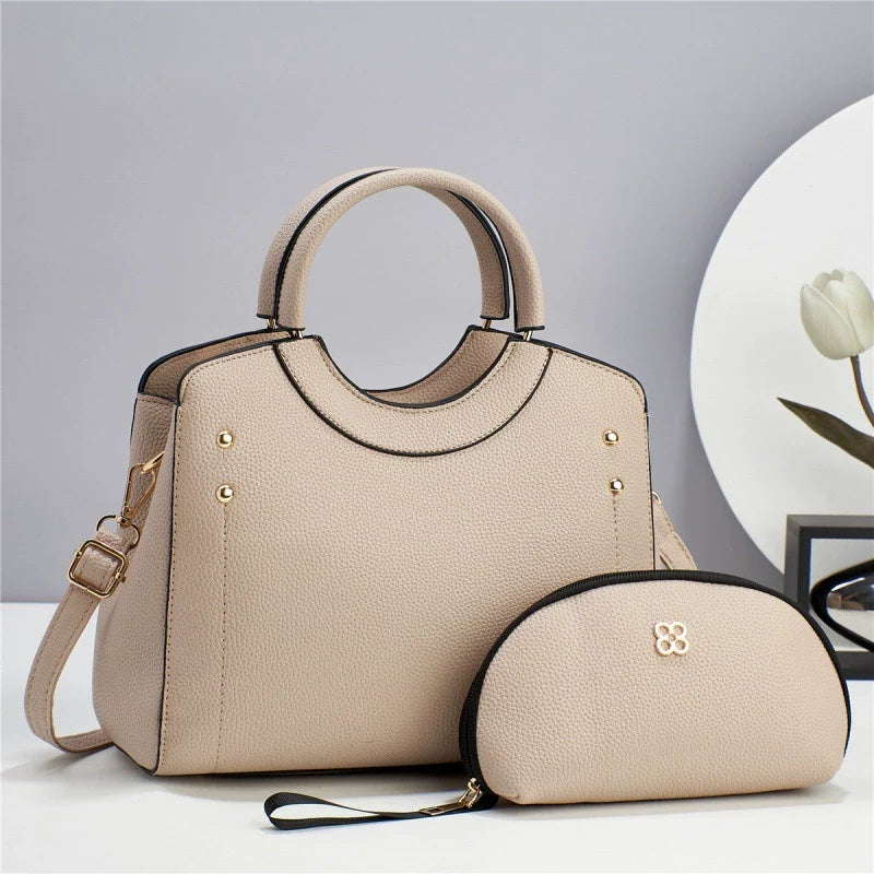 Conjunto de bolsas femininas de Taizhou, bolsa mãe, duas peças, cor pura, grande capacidade, bolsa feminina de ombro, bolsa transversal, bolsas por atacado.