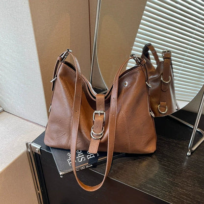 Bolsa Tote Feminina de Grande Capacidade - Nova Coleção Outono/Inverno 2026 - Bolsa de Ombro e Transversal Versátil para Escola e Trabalho.