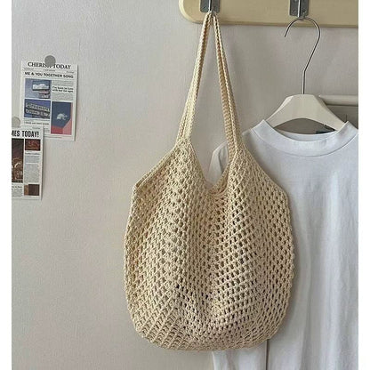 Bolsa Tote de Grande Capacidade, Bolsa de Palha, Bolsa de Ombro de Verão, Bolsa de Palha Feminina Feita à Mão, Nova Bolsa de Praia para Férias