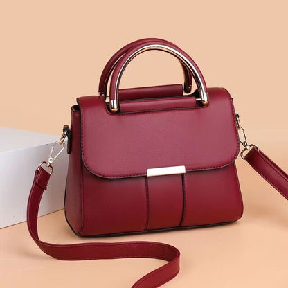Bolsa de textura de couro genuíno para mulheres, nova bolsa de ombro versátil crossbody, bolsa de moda feminina de cor sólida, simples e moderna de grande capacidade