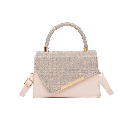 Bolsa transversal de ombro feminina de alta qualidade, estilo novo, versátil, com bordado em fio dourado, pequena e quadrada.