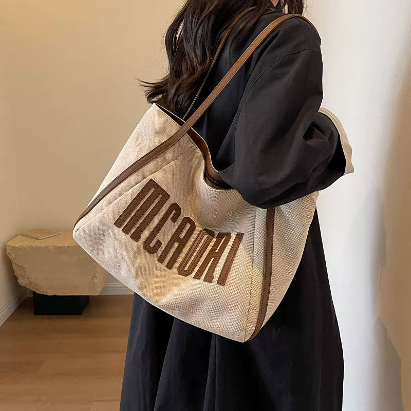 Bolsa Tote de Lona para Mulheres, Grande Capacidade, Novo Lançamento 2026, Bolsa de Mão Exclusiva, Bolsa de Ombro, Bolsa para Estudantes Universitários.