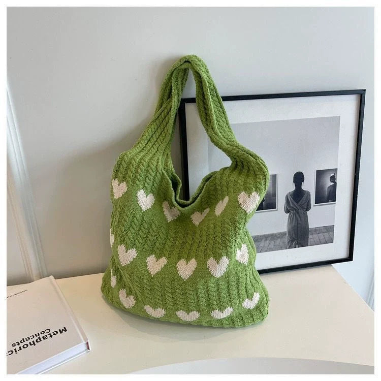 Nova coleção 2026: Bolsa de ombro feminina, bolsa de tricô, moda fácil de combinar, bolsa de lã tricotada, bolsa tiracolo, sacola, bolsa bucket.