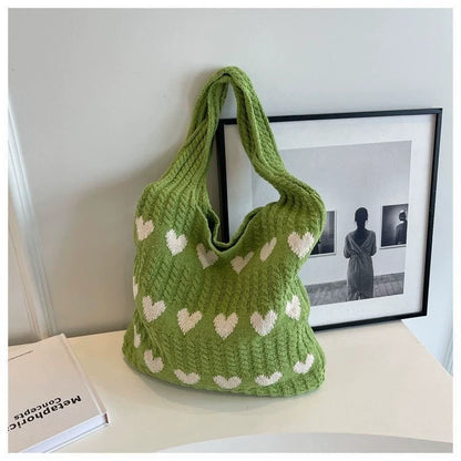 Nova coleção 2026: Bolsa de ombro feminina, bolsa de tricô, moda fácil de combinar, bolsa de lã tricotada, bolsa tiracolo, sacola, bolsa bucket.