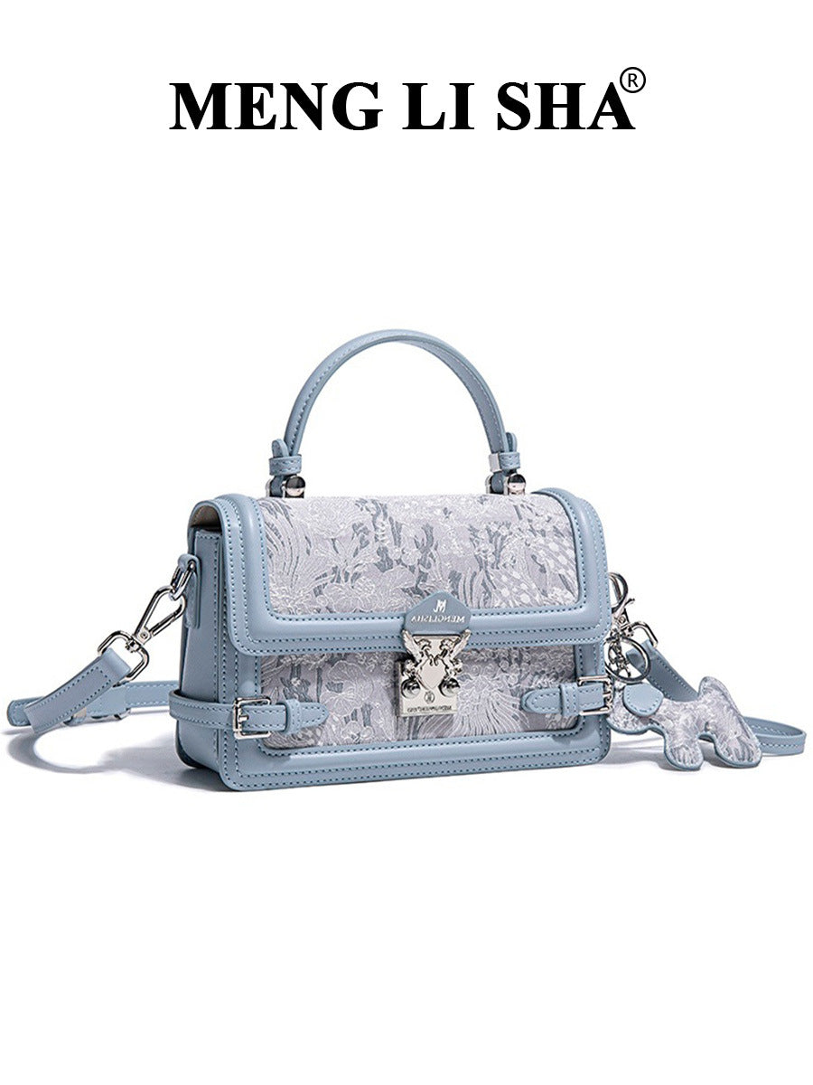 Bolsa transversal de ombro pequena e quadrada, bordada, estilo retrô de luxo, para mulheres, nova coleção 2026, moderna e versátil para o dia a dia.