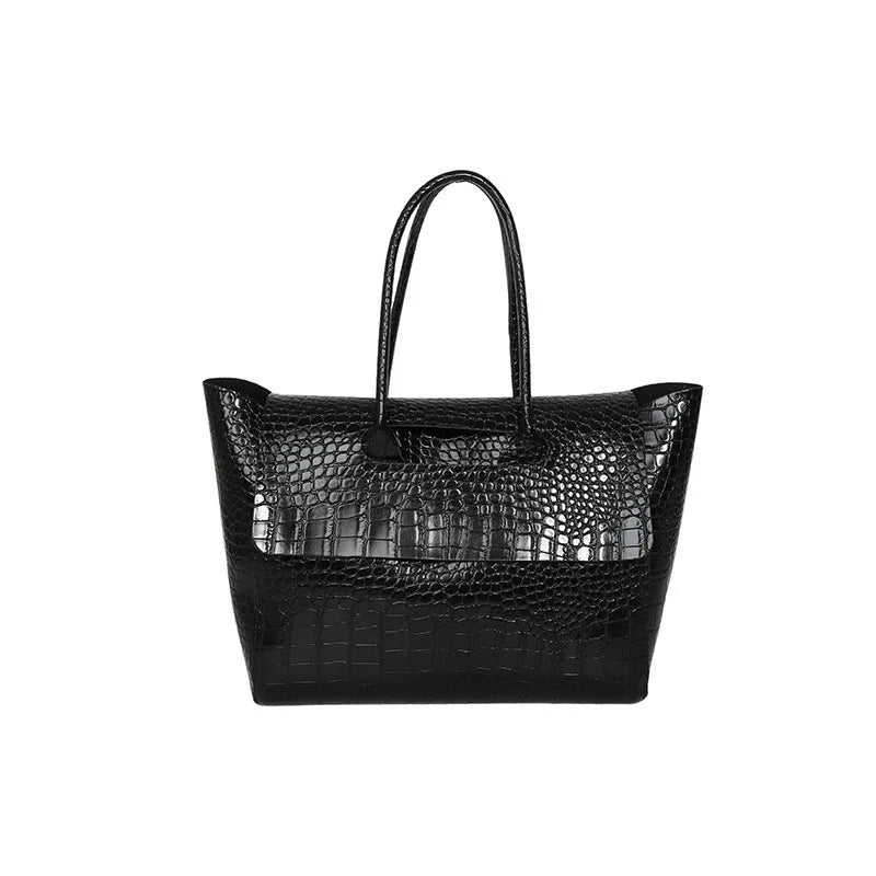 Bolsa Tote Estilo Coreano 2026 com Textura de Crocodilo - Bolsa de Ombro Feminina de Grande Capacidade para o Dia a Dia, Estilosa, Versátil e de Alta Qualidade.