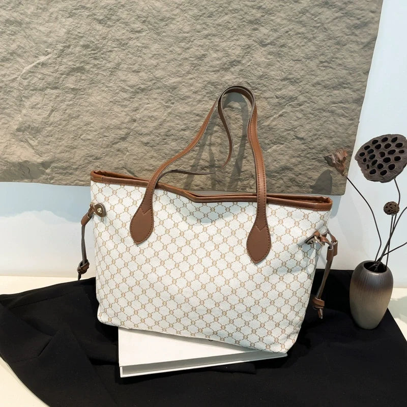Bolsa Feminina 2025 Nova Moda e Estilosa Estampada Bolsa de Ombro Bolsa de Mão Bolsa de Trabalho Grande Capacidade Sacola