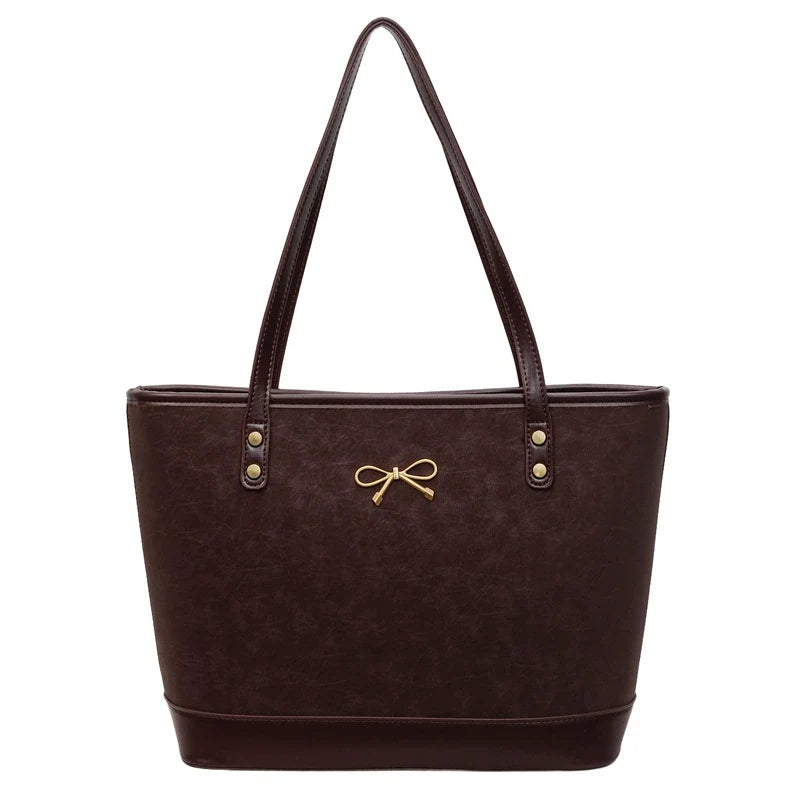 Bolsa de Ombro Retrô de Grande Capacidade Feminina Outono/Inverno 2025, Nova Coleção, Moda Casual, Bolsa de Ombro de Nicho, Bolsa Tote para Trabalho