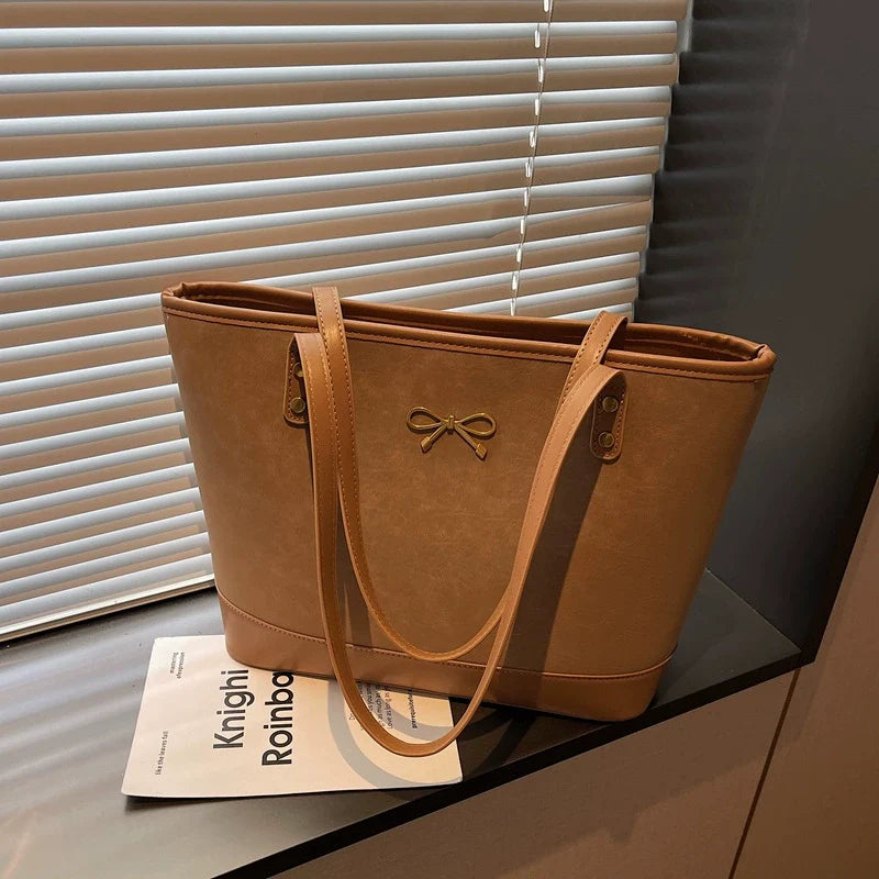 Bolsa de Ombro Retrô de Grande Capacidade Feminina Outono/Inverno 2025, Nova Coleção, Moda Casual, Bolsa de Ombro de Nicho, Bolsa Tote para Trabalho