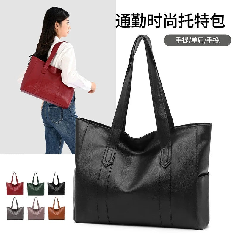 Bolsa grande feminina 2026, estilo K da moda. Mais fácil de combinar, bolsa tote de grande capacidade, bolsa de ombro, bolsa tiracolo, espelho, grande capacidade de armazenamento.
