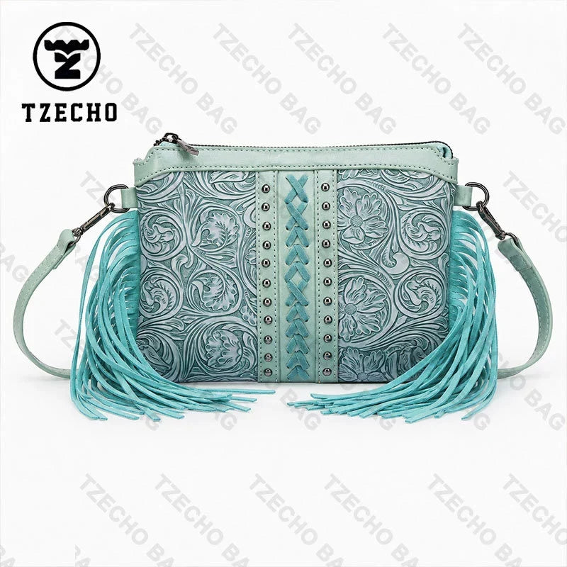 Bolsa Boêmia de Estilo Novo com Franjas, Bolsa Transversal, Bolsa de Ombro, Bolsa de Alta Quality, Bolsa Feminina em Couro PU Impresso