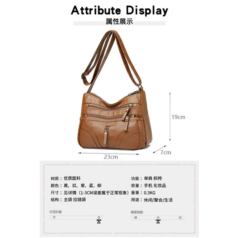 Nova coleção de bolsas de exportação transfronteiriça. A bolsa feminina mais fácil de combinar, bolsa tiracolo, bolsa de ombro de grande capacidade com textura de couro macio e moderna, bolsa de vestuário feminino.