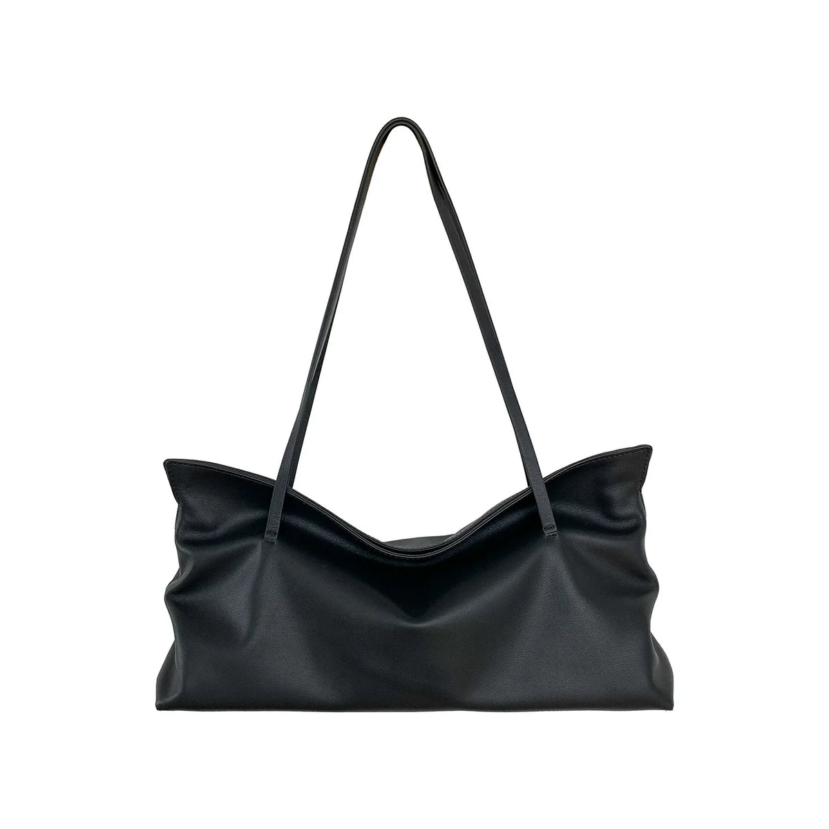 Bolsa de Ombro em Couro Genuíno - Estilo Coreano, Design Exclusivo, Ideal para o Dia a Dia, Sacola de Grande Capacidade, Novidade, Toque Sofisticado, Bolsa de Axila Versátil.