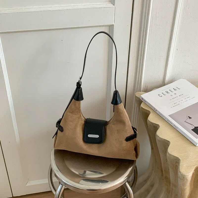 Design de nicho 2026 nova bolsa feminina OutonoRetro pequena bolsa quadrada de ombro Roupa de Trabalho bolsa de axila bolsa baguete