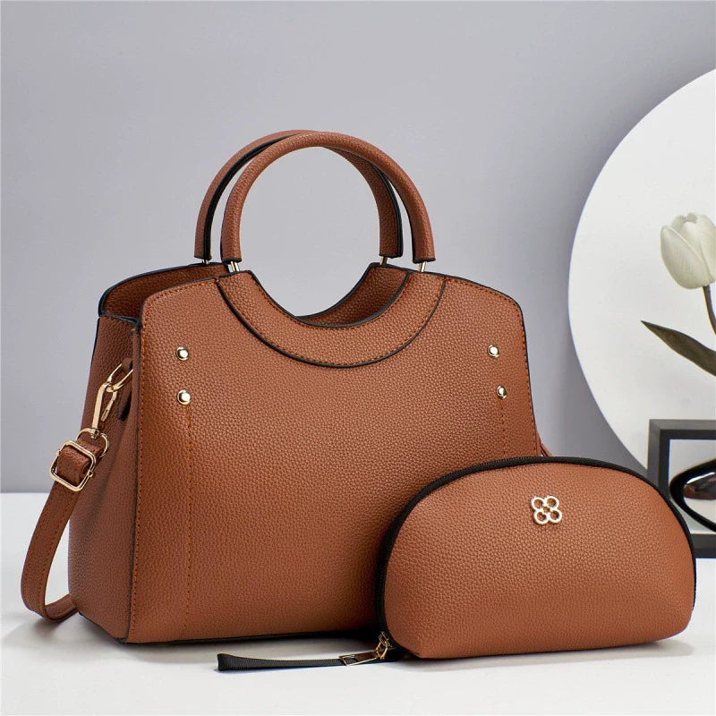 Conjunto de bolsas femininas de Taizhou, bolsa mãe, duas peças, cor pura, grande capacidade, bolsa feminina de ombro, bolsa transversal, bolsas por atacado.