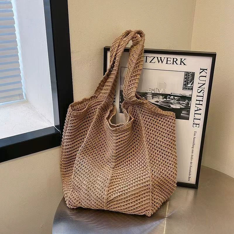 Bolsa Tote de Grande Capacidade, Bolsa de Palha, Bolsa de Ombro de Verão, Bolsa de Palha Feminina Feita à Mão, Nova Bolsa de Praia para Férias