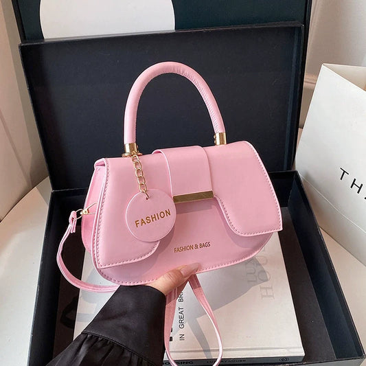 Bolsa Pequena Quadrada Retrô Sofisticada e Versátil em Cor Sólida - Bolsa Transversal Minimalista, Casual e Chic da Moda Feminina