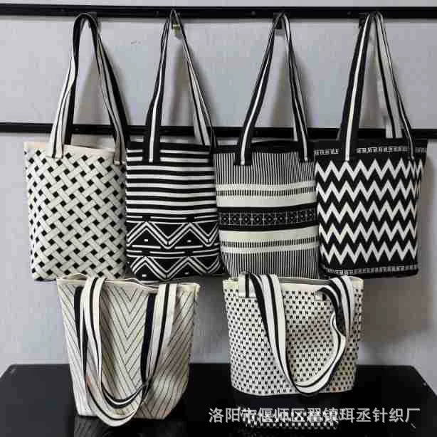 Bolsa de malha de grande capacidade bolsa de ombro feminina versátil moda crossbody bolsa balde bolsa de ombro