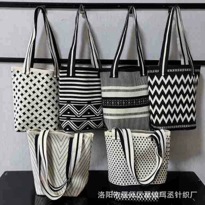 Bolsa de malha de grande capacidade bolsa de ombro feminina versátil moda crossbody bolsa balde bolsa de ombro