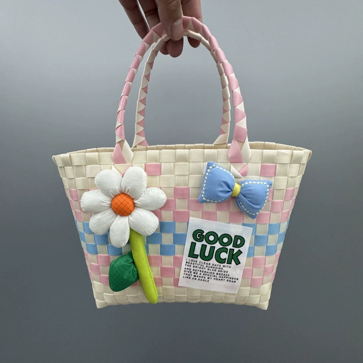 Nova bolsa de presente de cesta de presente de plástico tecido bolsa de presente estilo fresco bolsa de praia bolsa feminina.