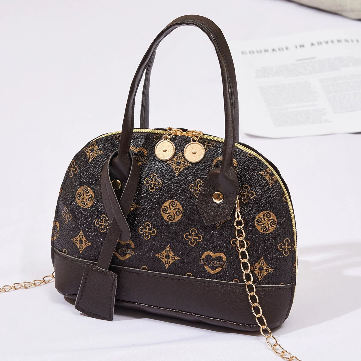 2026 Nova Moda, Luxo Leve, Niche Monica & Friends Bolsa Feminina de Alto Padrão - Bolsa Shell com Bloco de Cores Estampado