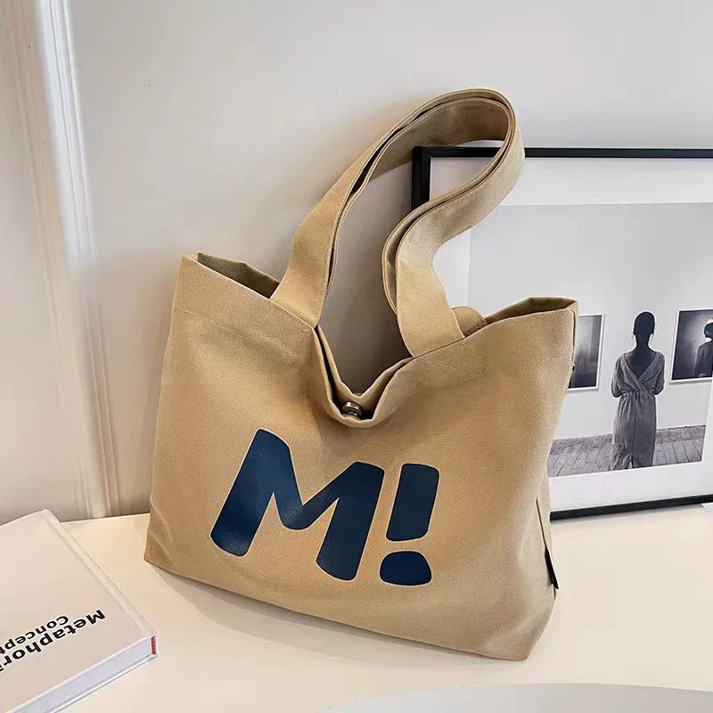 Sacola de lona feminina grande capacidade resistente sacola de compras de supermercado simples e versátil 2024 nova bolsa de ombro sacola tote