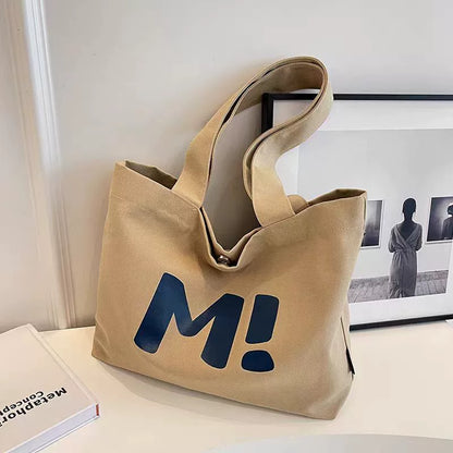 Sacola de lona feminina grande capacidade resistente sacola de compras de supermercado simples e versátil 2024 nova bolsa de ombro sacola tote
