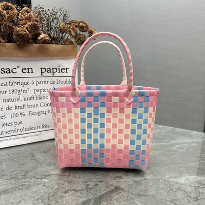 Nova bolsa de presente de cesta de presente de plástico tecido bolsa de presente estilo fresco bolsa de praia bolsa feminina.