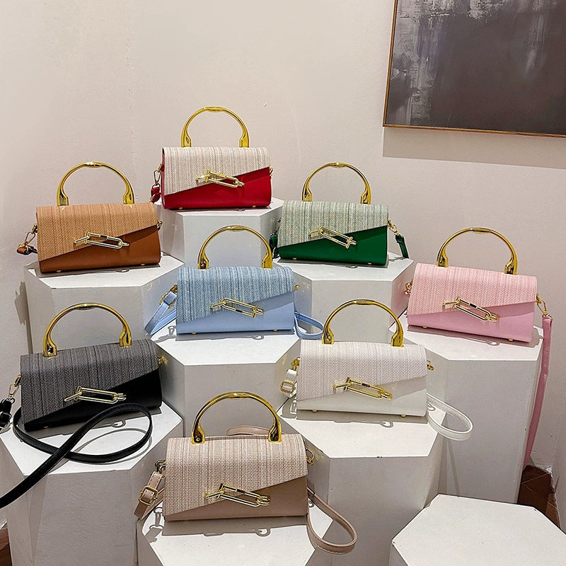 Bolsa Satchel Clássica Transfronteiriça para Mulheres 2026 Exportação Nova Coleção Luxo Acessível Patchwork Fácil de Combinar Bolsa de Ombro Transversal