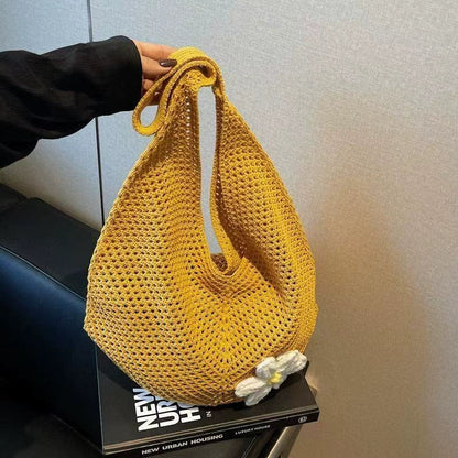 Bolsa Tote de Grande Capacidade, Bolsa de Palha, Bolsa de Ombro de Verão, Bolsa de Palha Feminina Feita à Mão, Nova Bolsa de Praia para Férias