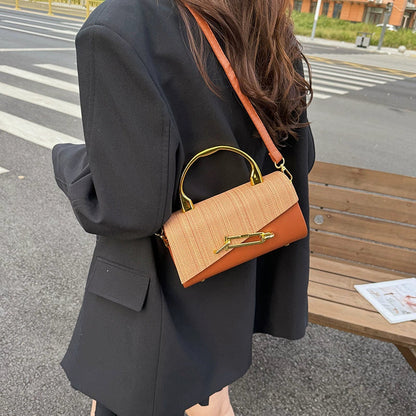 Bolsa Satchel Clássica Transfronteiriça para Mulheres 2026 Exportação Nova Coleção Luxo Acessível Patchwork Fácil de Combinar Bolsa de Ombro Transversal