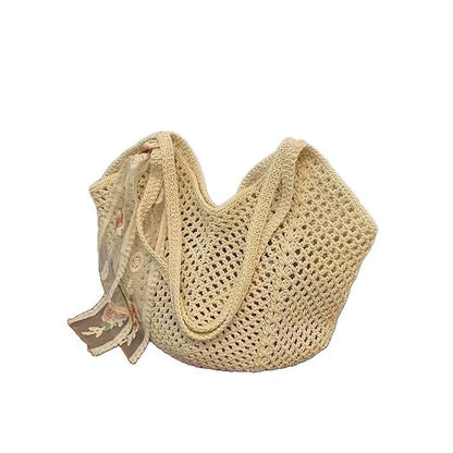 Bolsa Tote de Grande Capacidade, Bolsa de Palha, Bolsa de Ombro de Verão, Bolsa de Palha Feminina Feita à Mão, Nova Bolsa de Praia para Férias