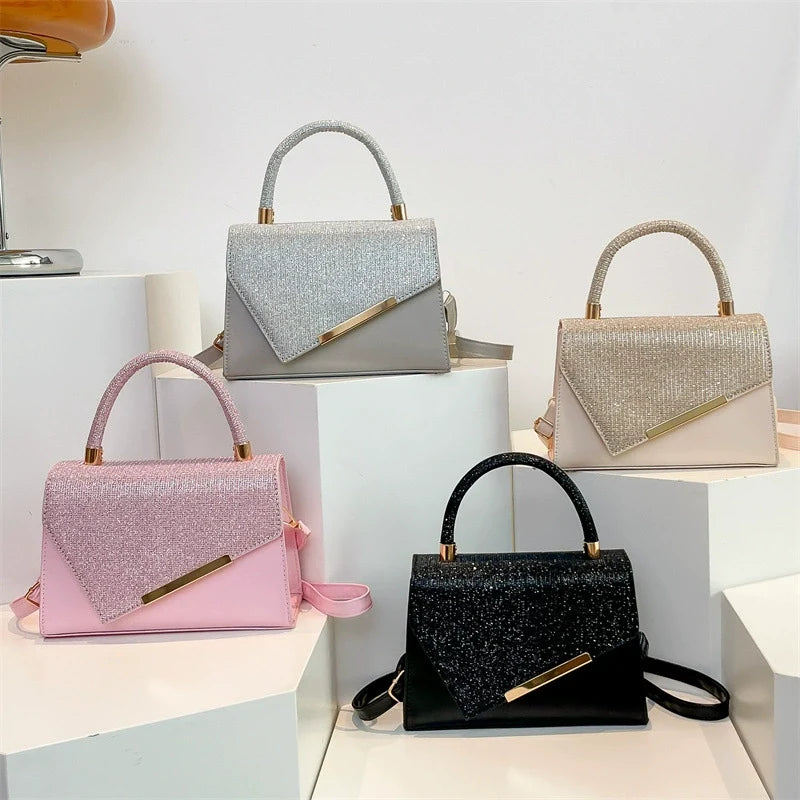 Bolsa transversal de ombro feminina de alta qualidade, estilo novo, versátil, com bordado em fio dourado, pequena e quadrada.