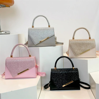 Bolsa transversal de ombro feminina de alta qualidade, estilo novo, versátil, com bordado em fio dourado, pequena e quadrada.